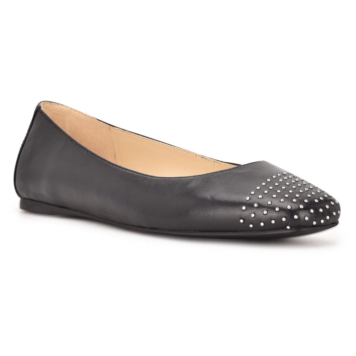 Nine West Aloha Studded Square-Varvas Naisten Ballerinat Mustat | 6748CJXQZ