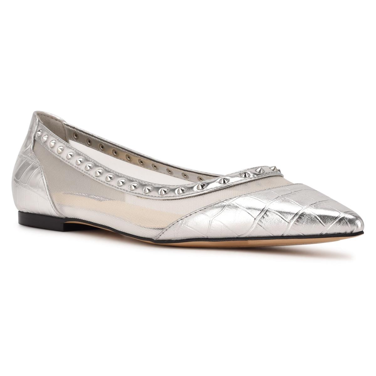 Nine West Bizzie Pointy Varvas Naisten Ballerinat Hopea | 8619LJZQI