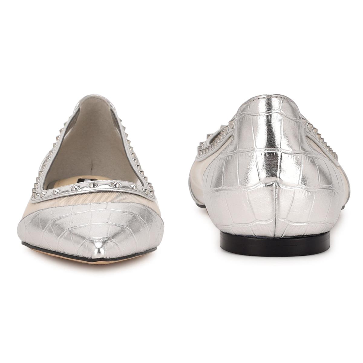 Nine West Bizzie Pointy Varvas Naisten Ballerinat Hopea | 8619LJZQI