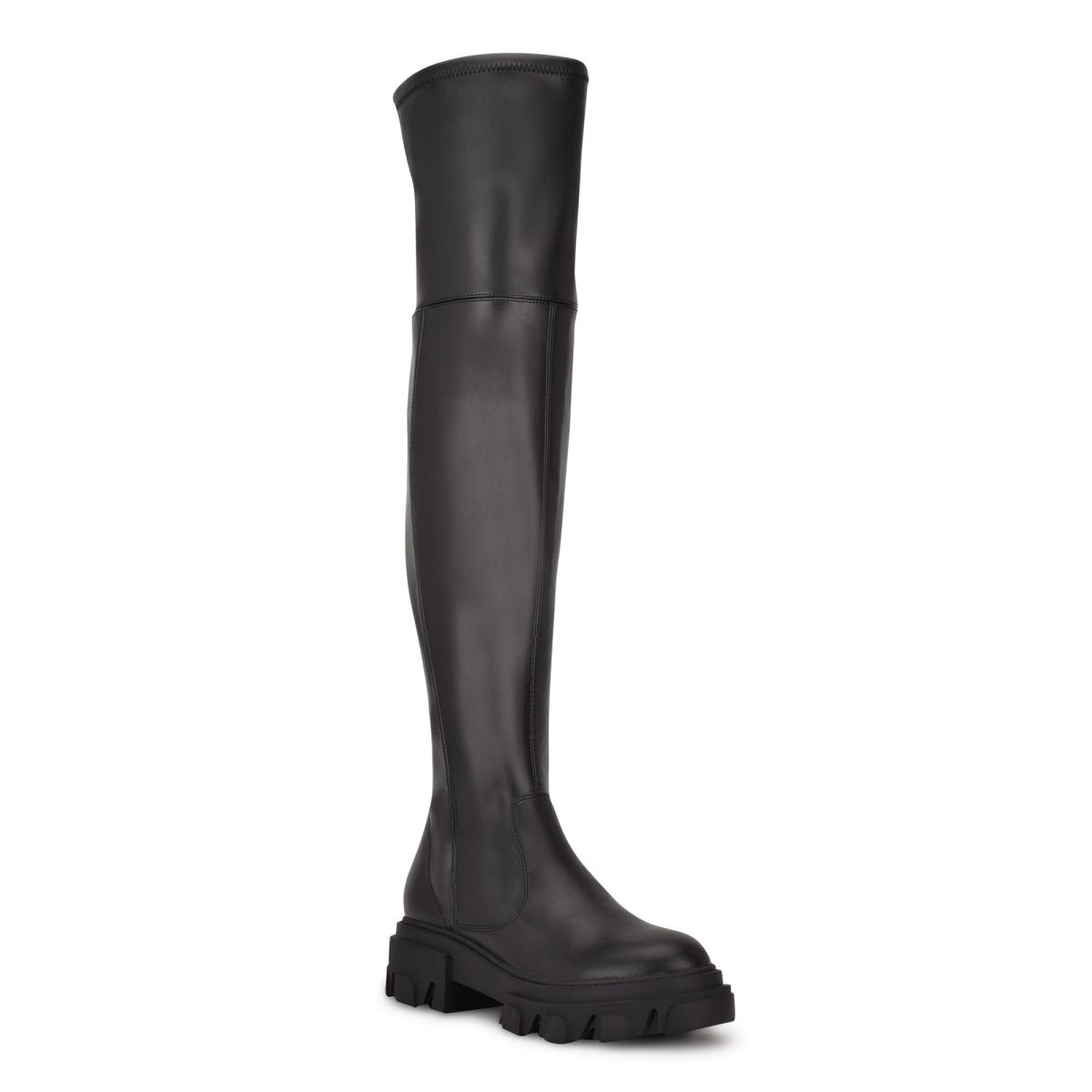 Nine West Cellie Over the Knee Lug Sole Naisten Saappaat Mustat | 1572IFLNQ