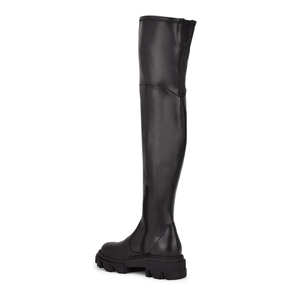 Nine West Cellie Over the Knee Lug Sole Naisten Saappaat Mustat | 1572IFLNQ