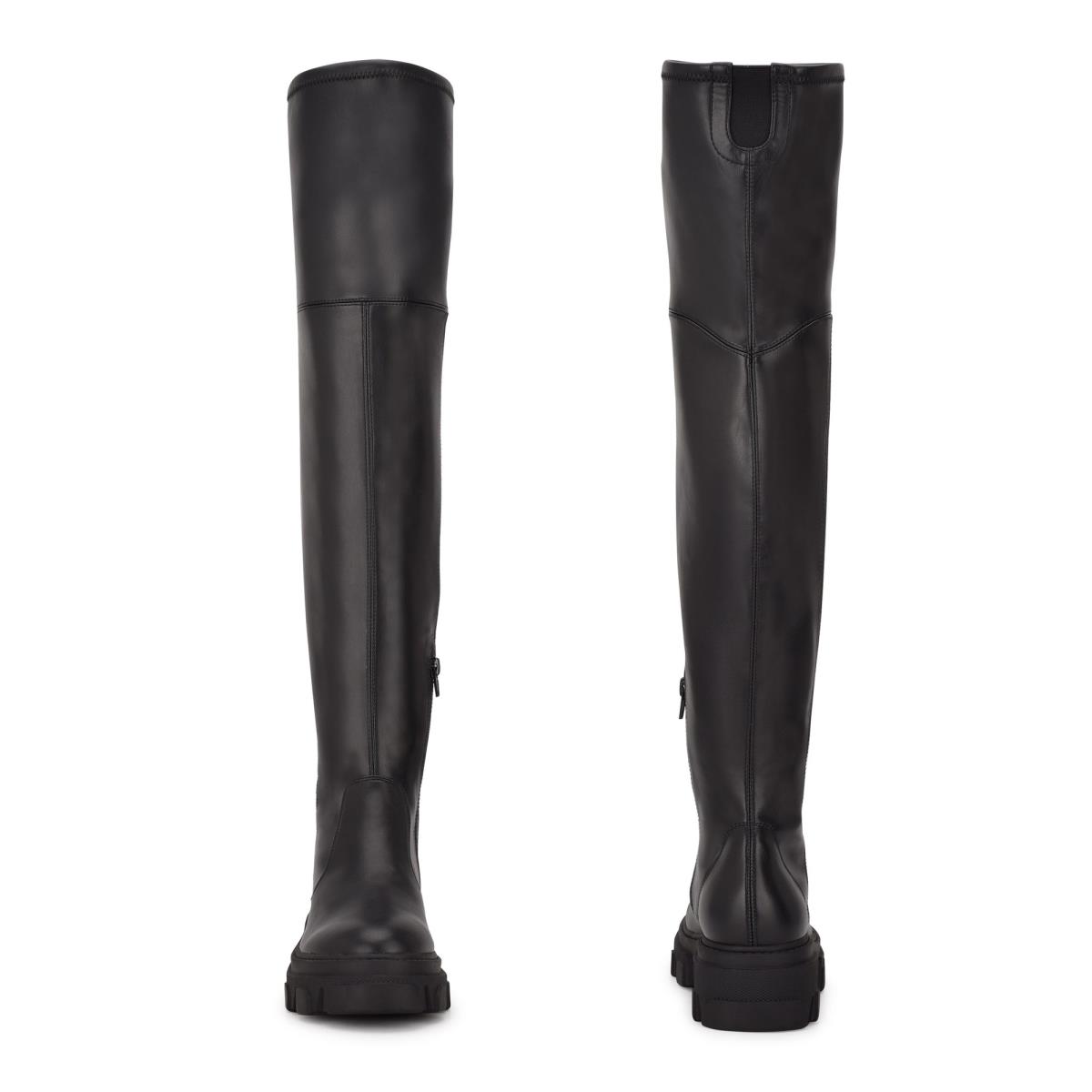 Nine West Cellie Over the Knee Lug Sole Naisten Saappaat Mustat | 1572IFLNQ