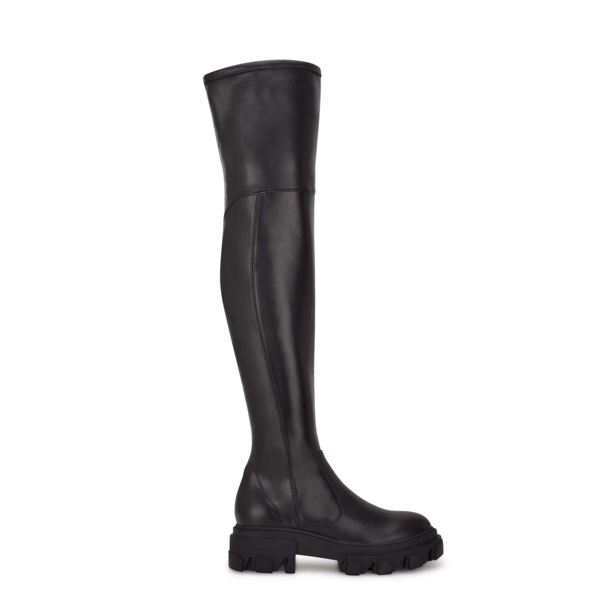 Nine West Cellie Over the Knee Lug Sole Naisten Saappaat Mustat | 1572IFLNQ