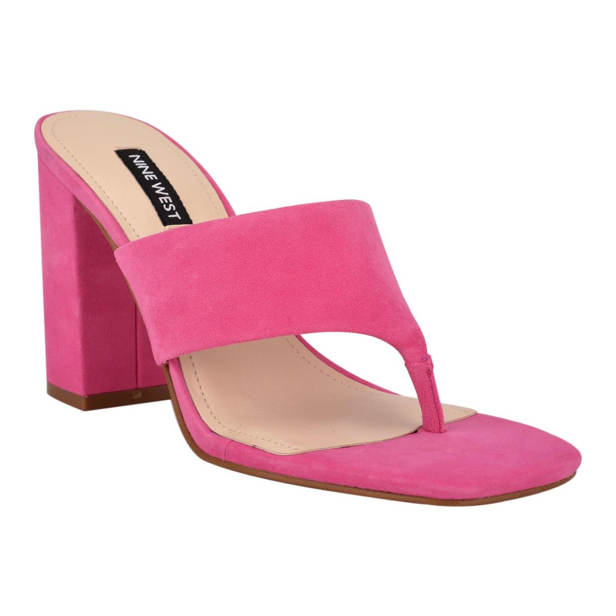 Nine West Gogo Block Heel Naisten Slide Sandaalit Pinkki | 7245ILWQN