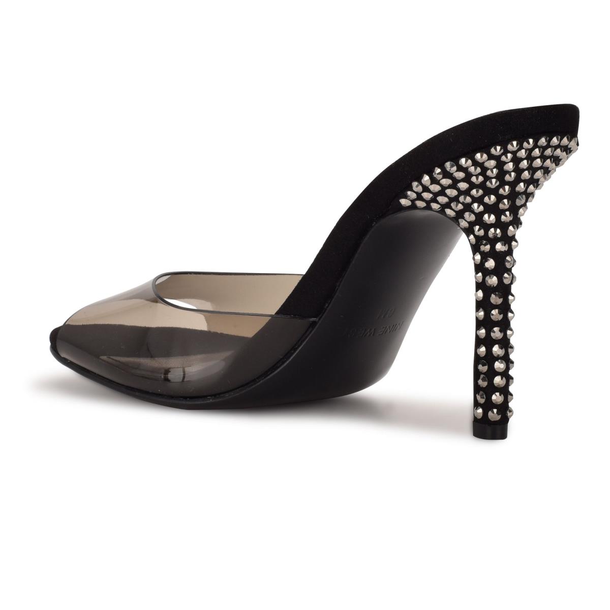 Nine West Ido Rhinestone Korko Naisten Slide Sandaalit Mustat | 1290CSKBT