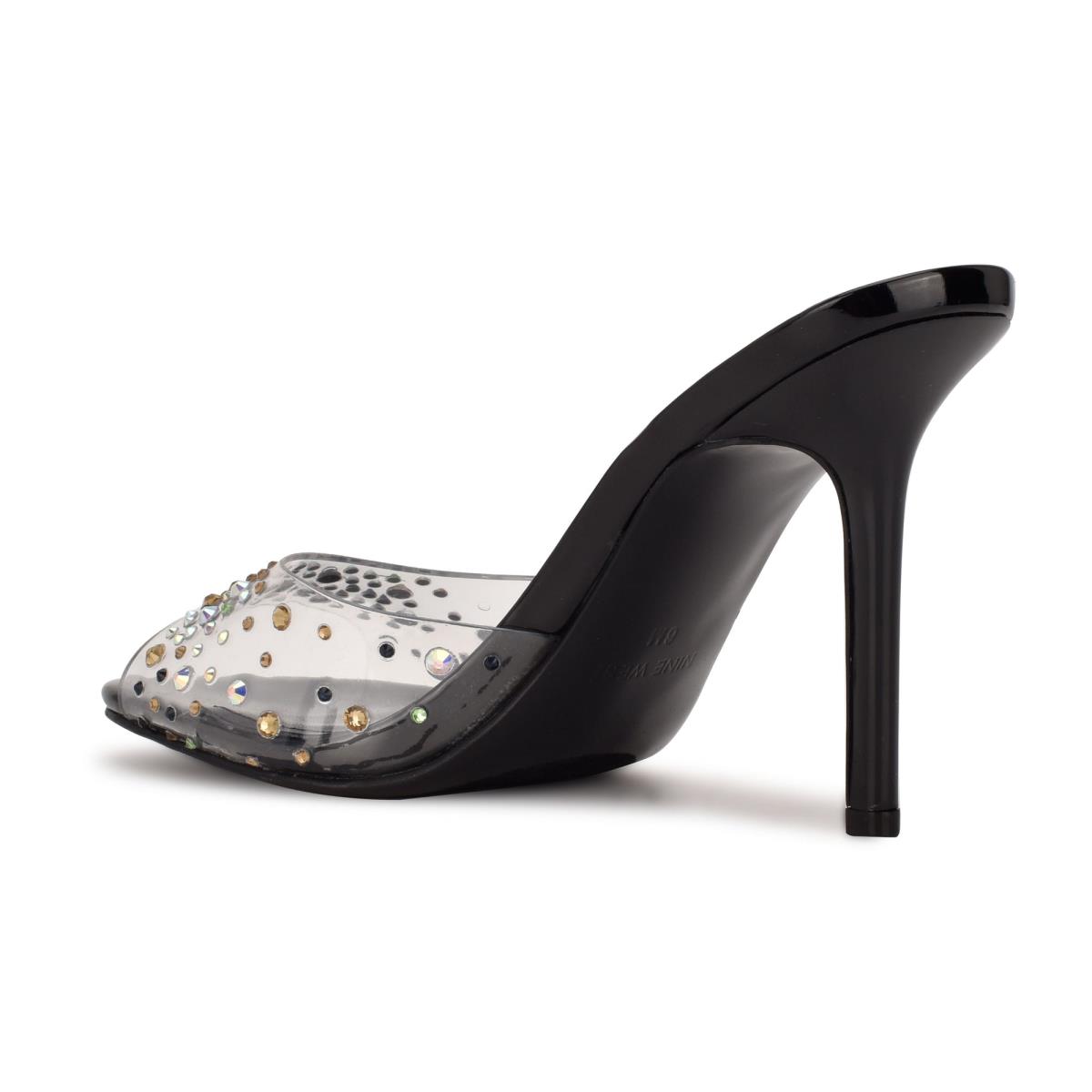 Nine West Ido Rhinestone Korko Naisten Slide Sandaalit Mustat | 4928VJZKN