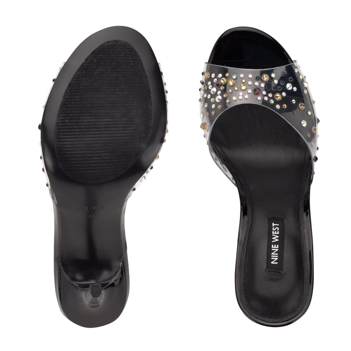 Nine West Ido Rhinestone Korko Naisten Slide Sandaalit Mustat | 4928VJZKN