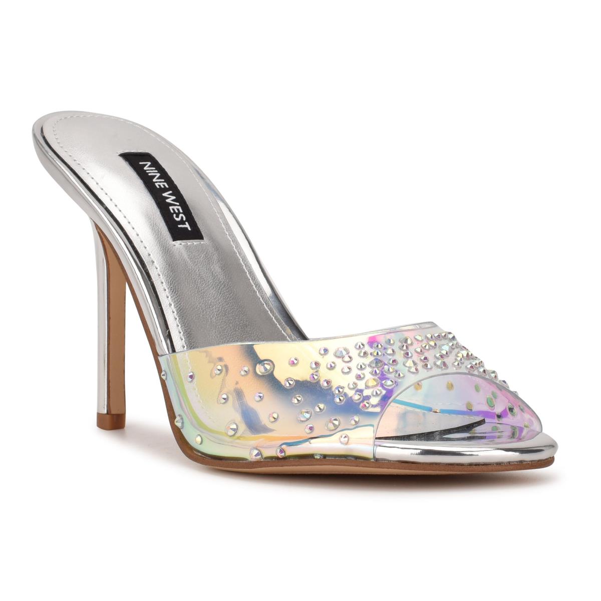 Nine West Ido Rhinestone Korko Naisten Slide Sandaalit Hopea | 5362DEJWG