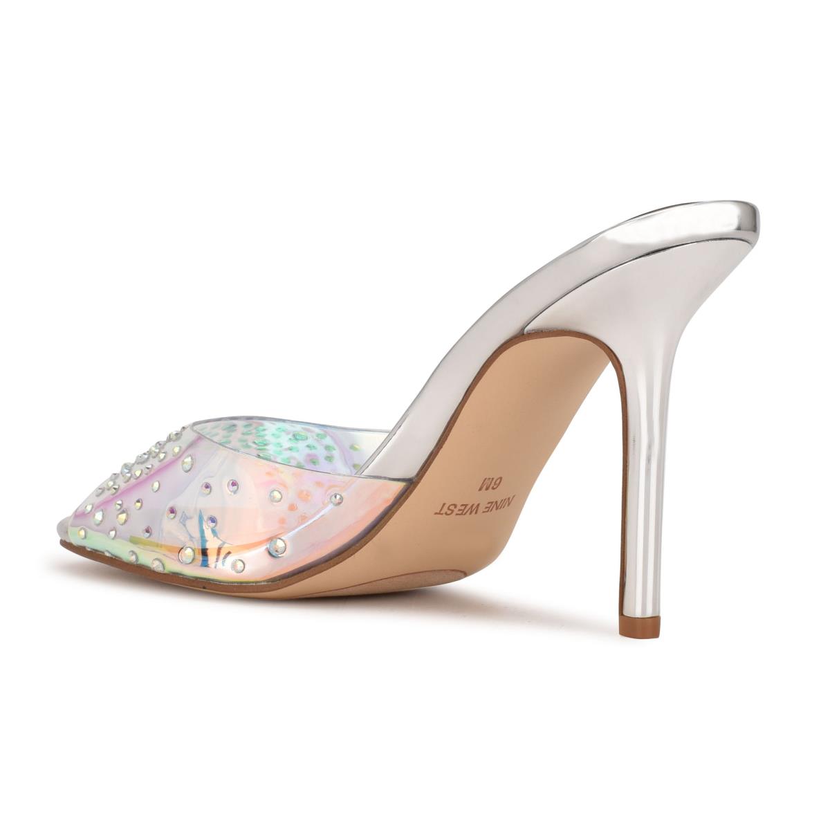 Nine West Ido Rhinestone Korko Naisten Slide Sandaalit Hopea | 5362DEJWG