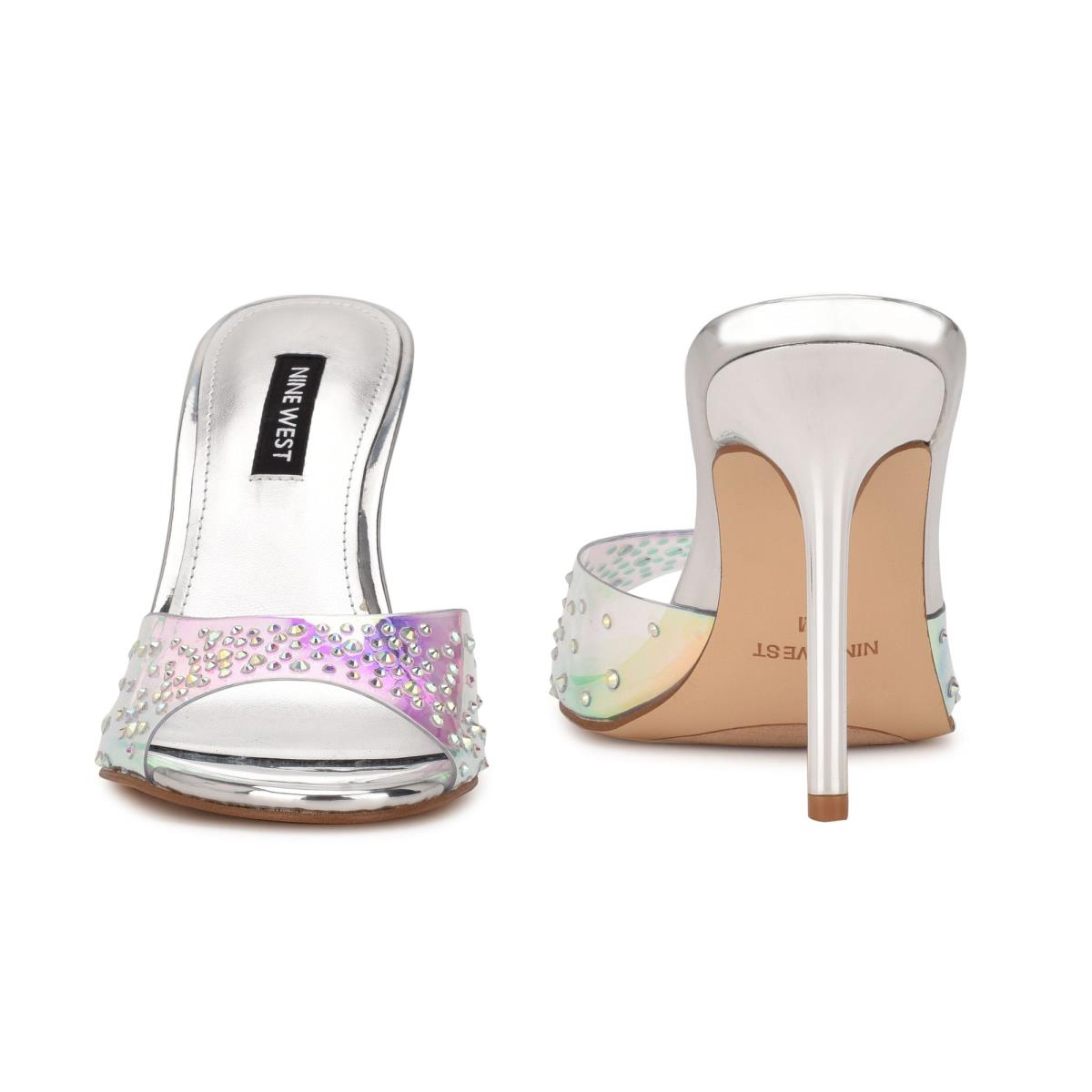 Nine West Ido Rhinestone Korko Naisten Slide Sandaalit Hopea | 5362DEJWG