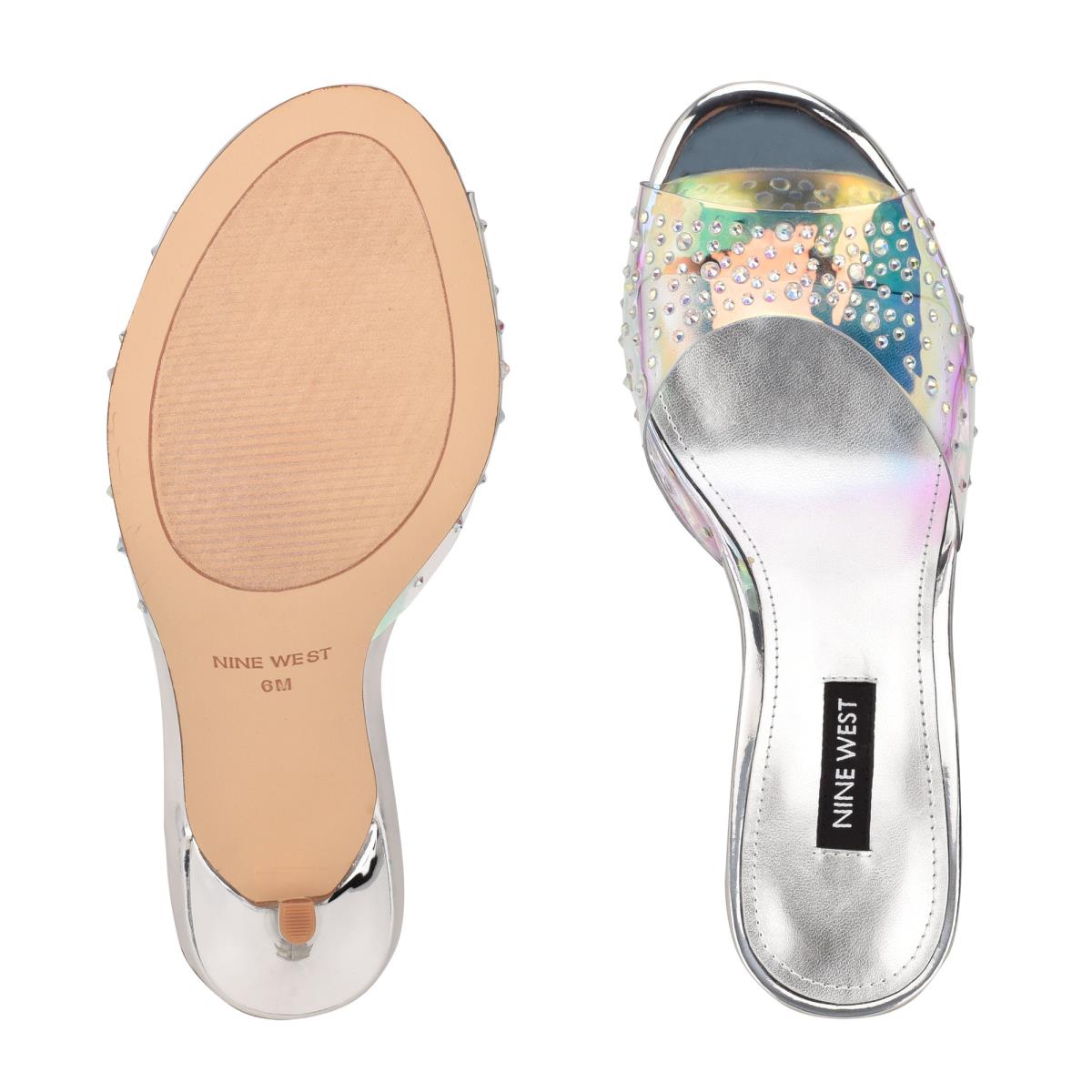 Nine West Ido Rhinestone Korko Naisten Slide Sandaalit Hopea | 5362DEJWG