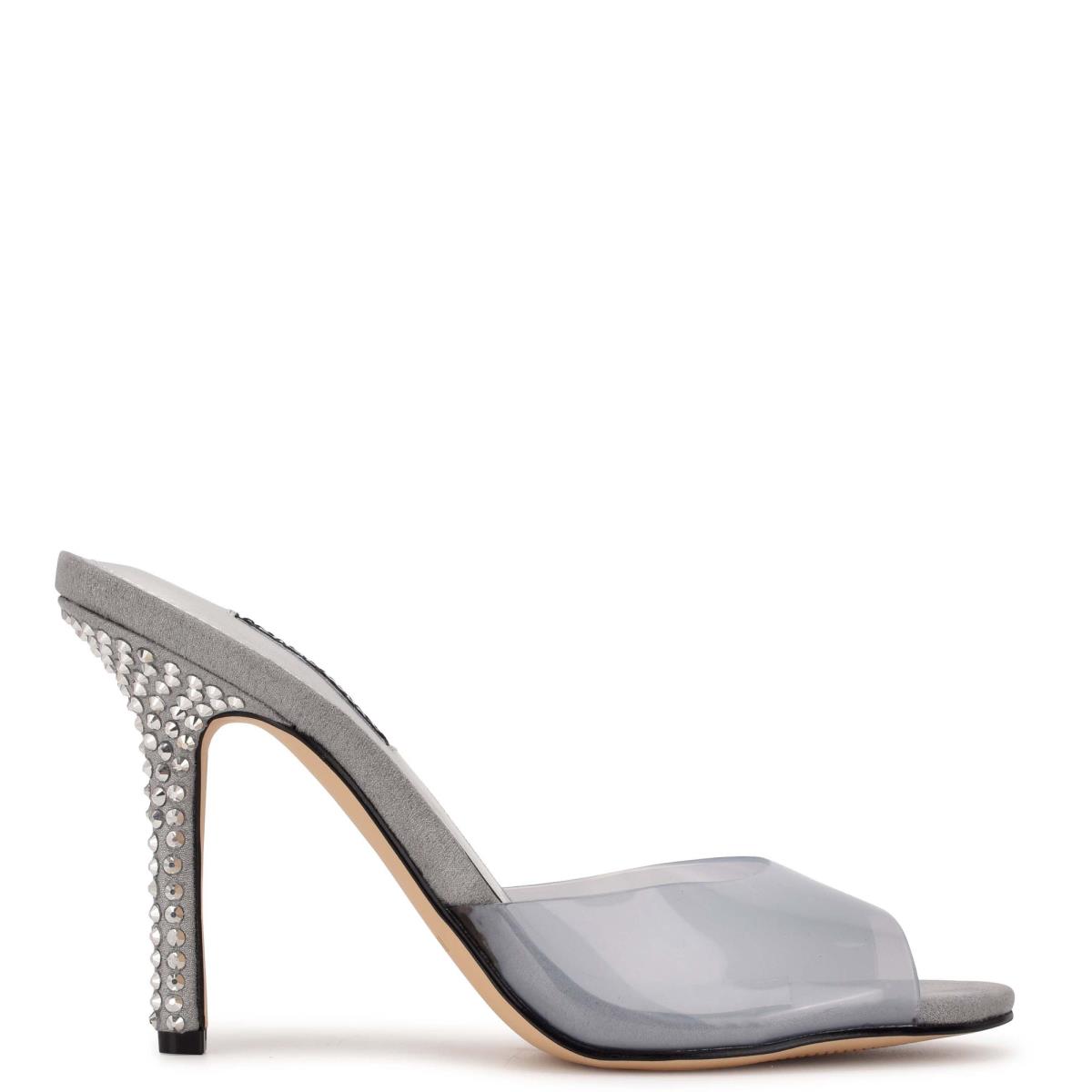 Nine West Ido Rhinestone Korko Naisten Slide Sandaalit Vaaleanharmaat | 7843THBRY