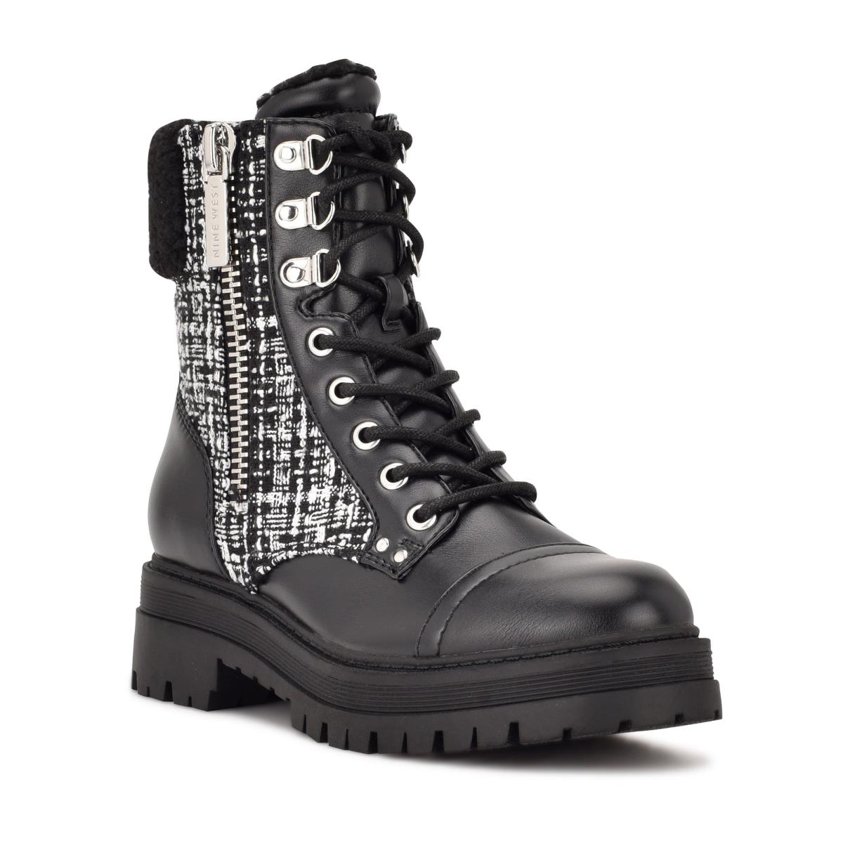 Nine West Pike Combat Lug Sole Naisten Saappaat Mustat | 3698LXBZC