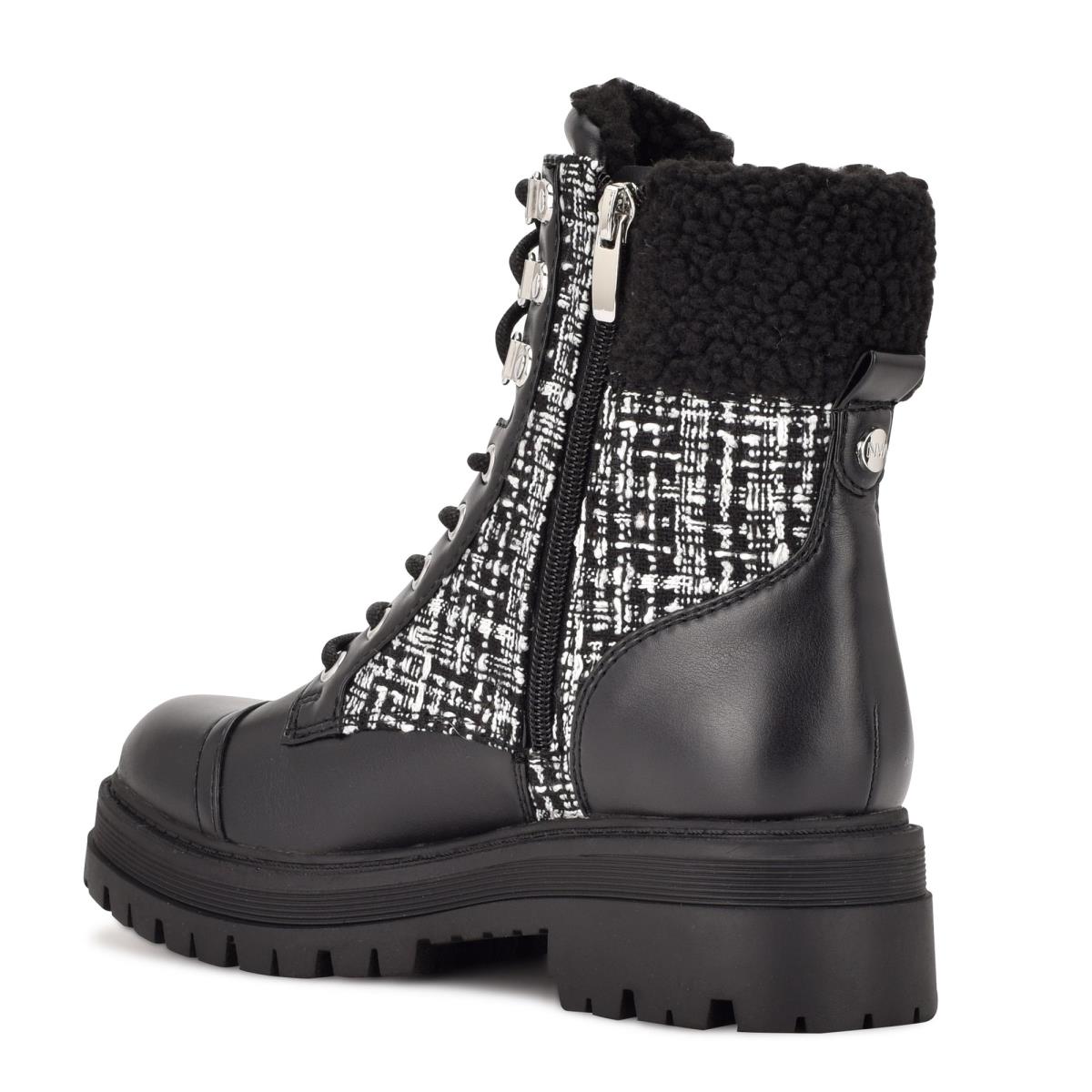 Nine West Pike Combat Lug Sole Naisten Saappaat Mustat | 3698LXBZC