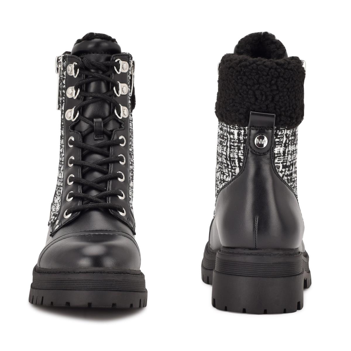 Nine West Pike Combat Lug Sole Naisten Saappaat Mustat | 3698LXBZC