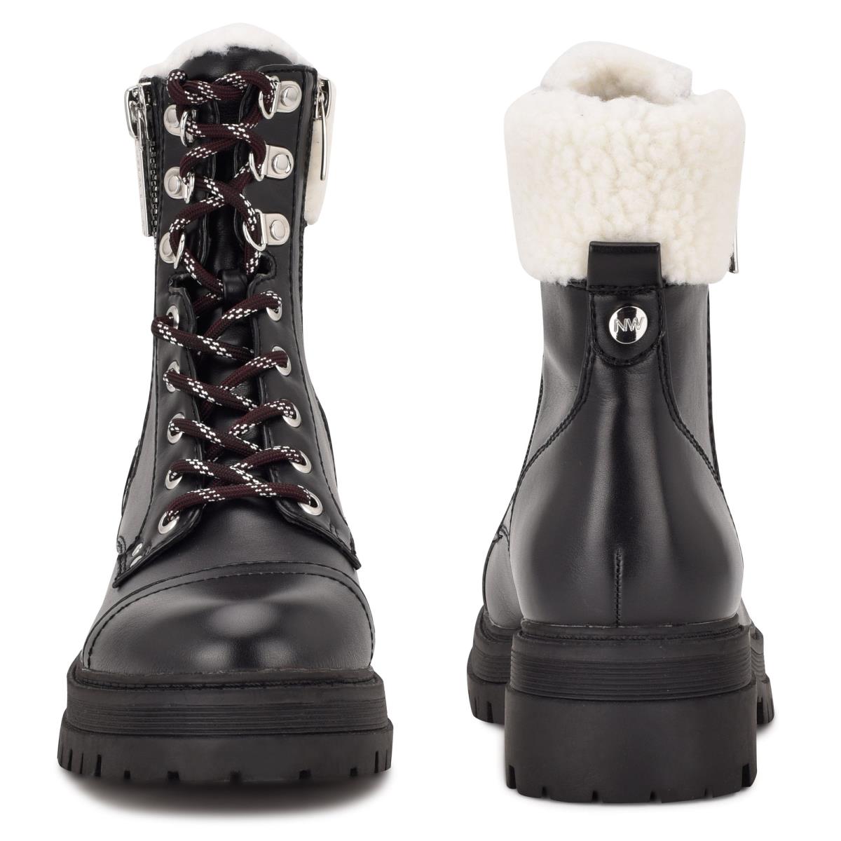 Nine West Pike Combat Lug Sole Naisten Saappaat Mustat | 4260YVJZT