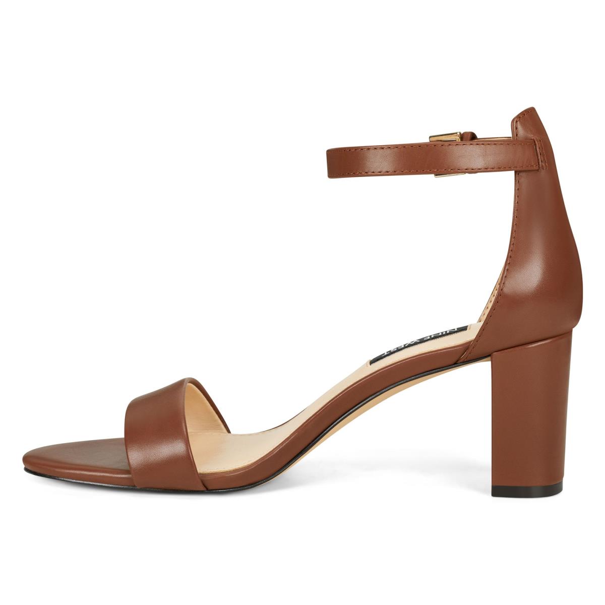 Nine West Pruce Ankle Strap Block Naisten Korkokenkä Sandaalit Tummanruskea | 0179RDBUG