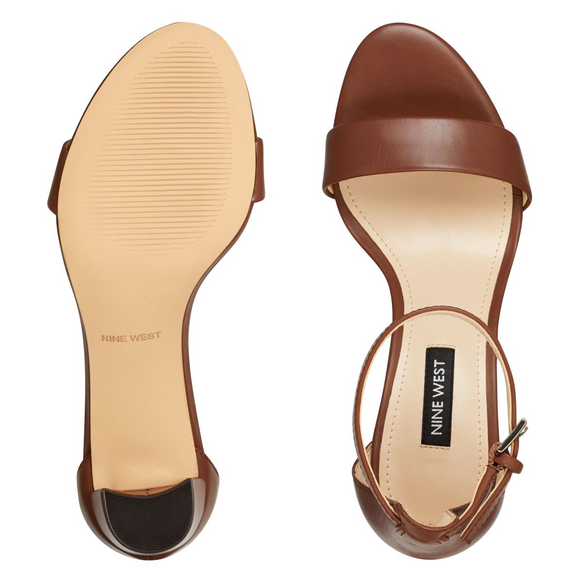 Nine West Pruce Ankle Strap Block Naisten Korkokenkä Sandaalit Tummanruskea | 0179RDBUG