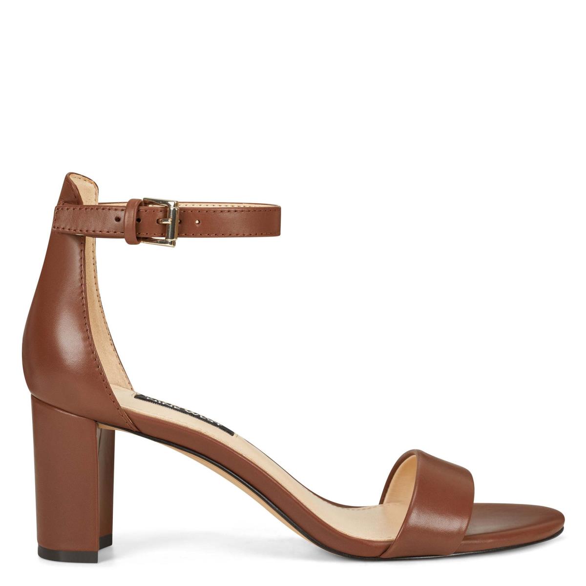 Nine West Pruce Ankle Strap Block Naisten Korkokenkä Sandaalit Tummanruskea | 0179RDBUG