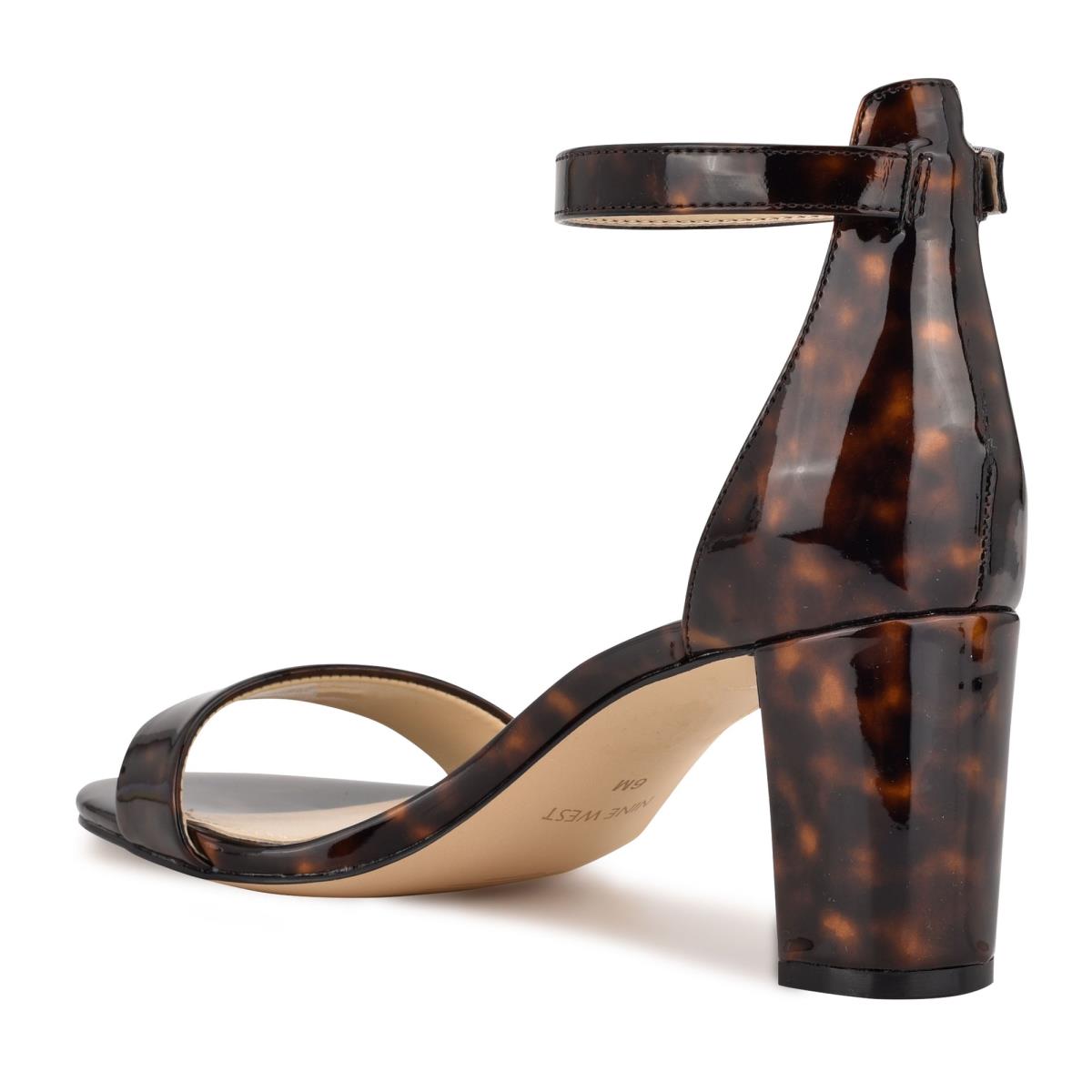 Nine West Pruce Ankle Strap Block Naisten Korkokenkä Sandaalit Kahvi | 0872TPHIF