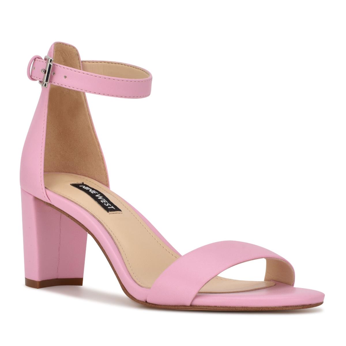 Nine West Pruce Ankle Strap Block Naisten Korkokenkä Sandaalit Pinkki | 2879WMPXF