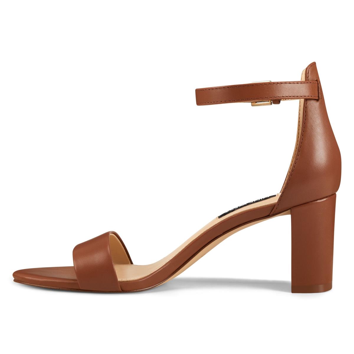 Nine West Pruce Ankle Strap Block Naisten Korkokenkä Sandaalit Vaaleanruskea | 6927HTOVZ