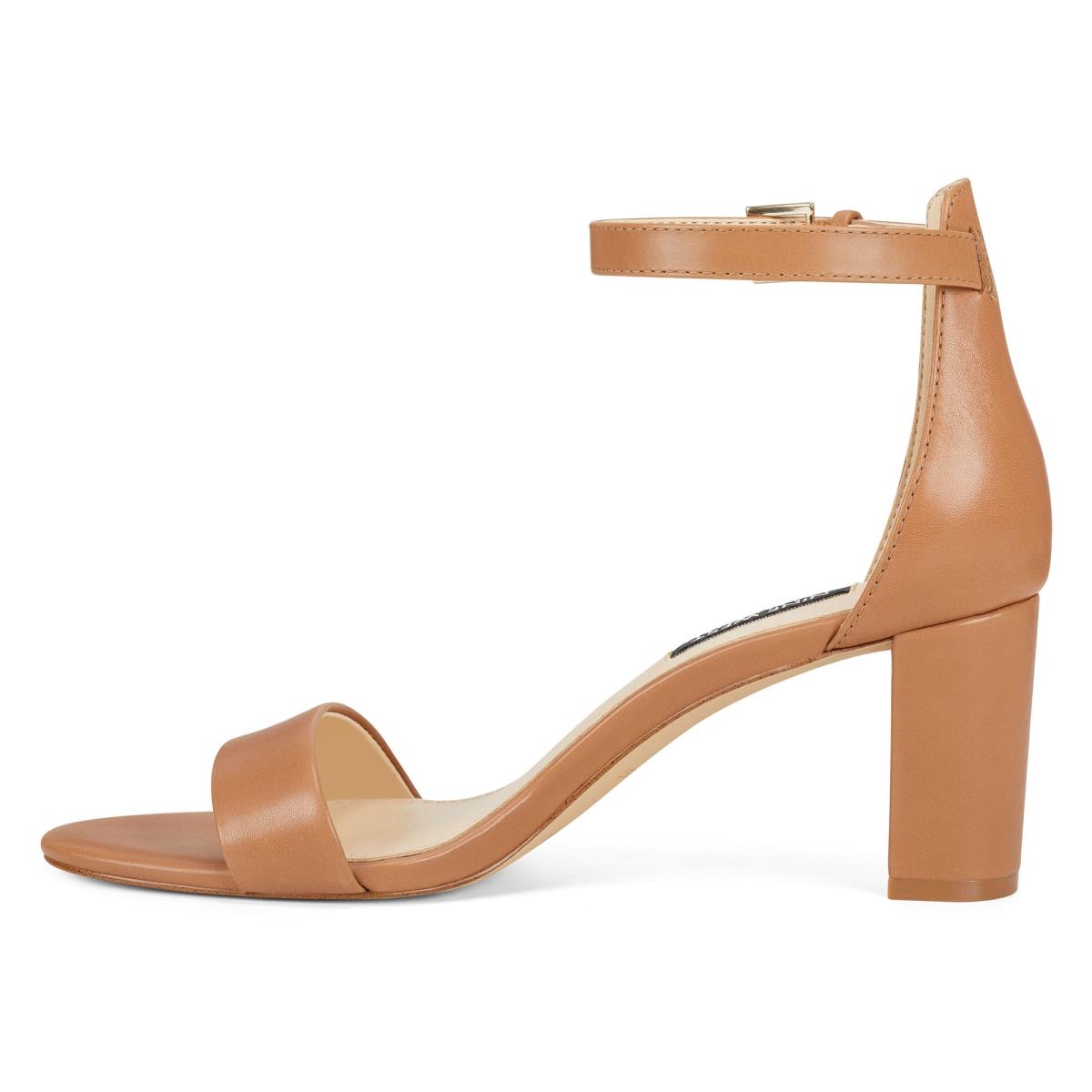 Nine West Pruce Ankle Strap Block Naisten Korkokenkä Sandaalit Beige | 7531IVRAX