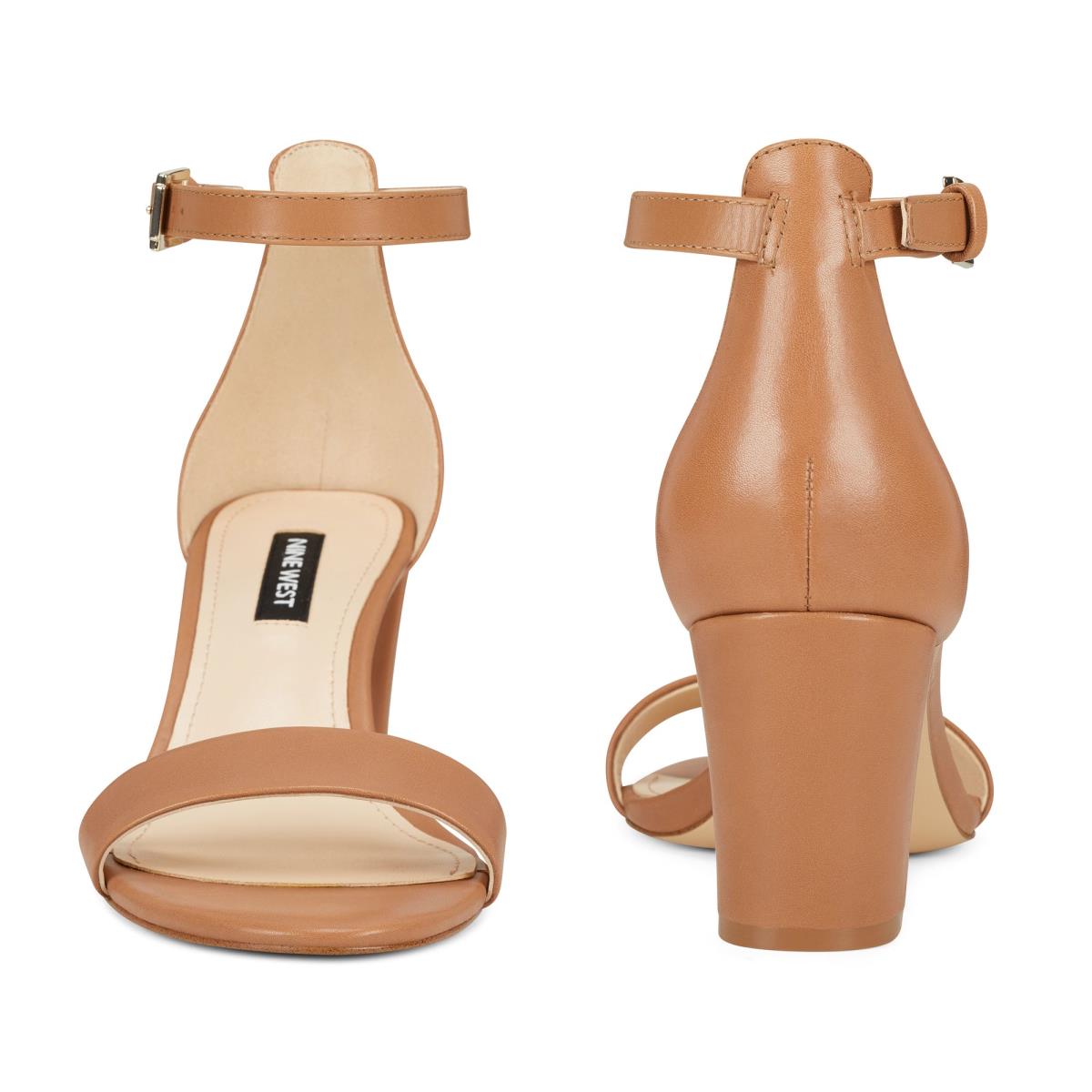 Nine West Pruce Ankle Strap Block Naisten Korkokenkä Sandaalit Beige | 7531IVRAX