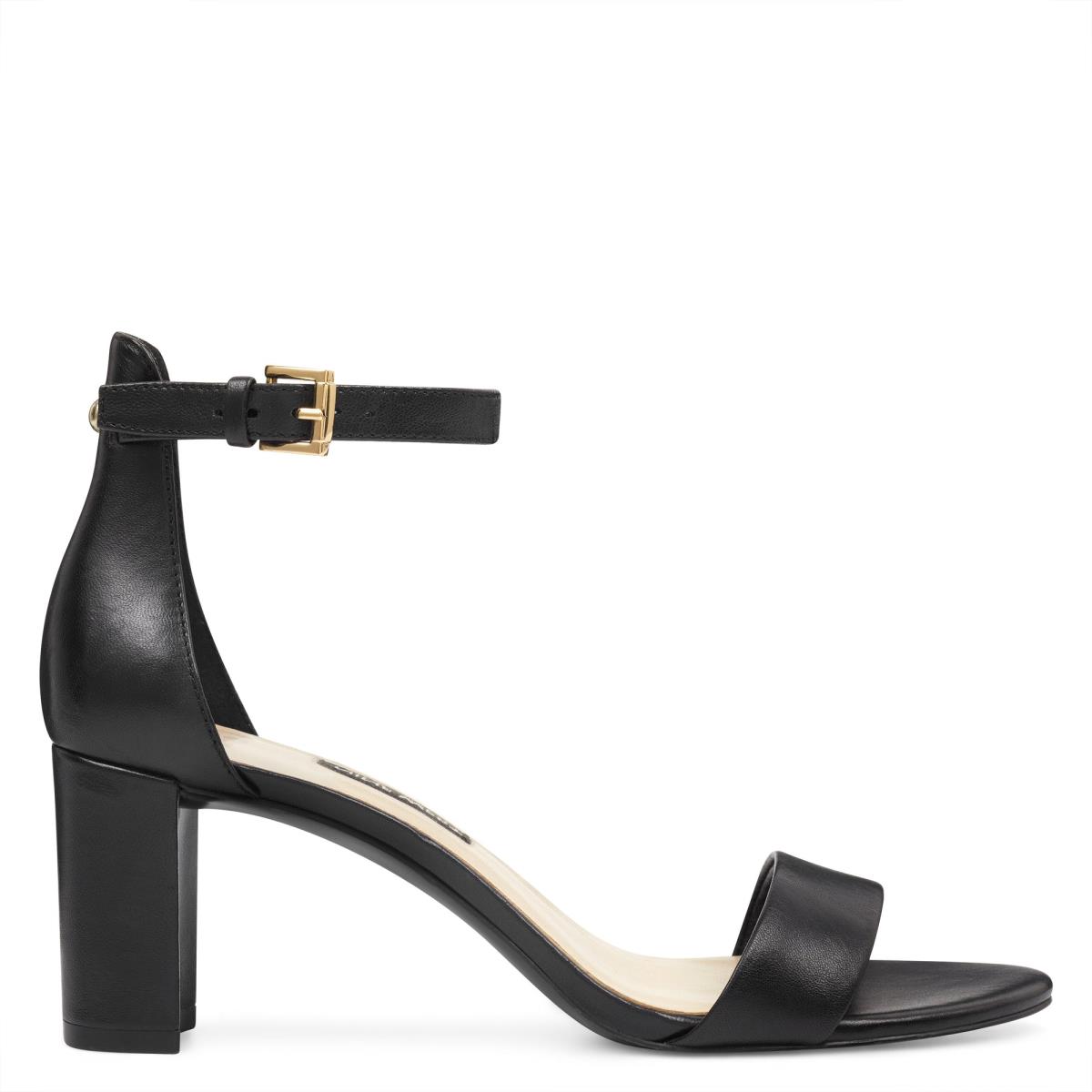 Nine West Pruce Ankle Strap Block Naisten Korkokenkä Sandaalit Mustat | 8134VXFNE