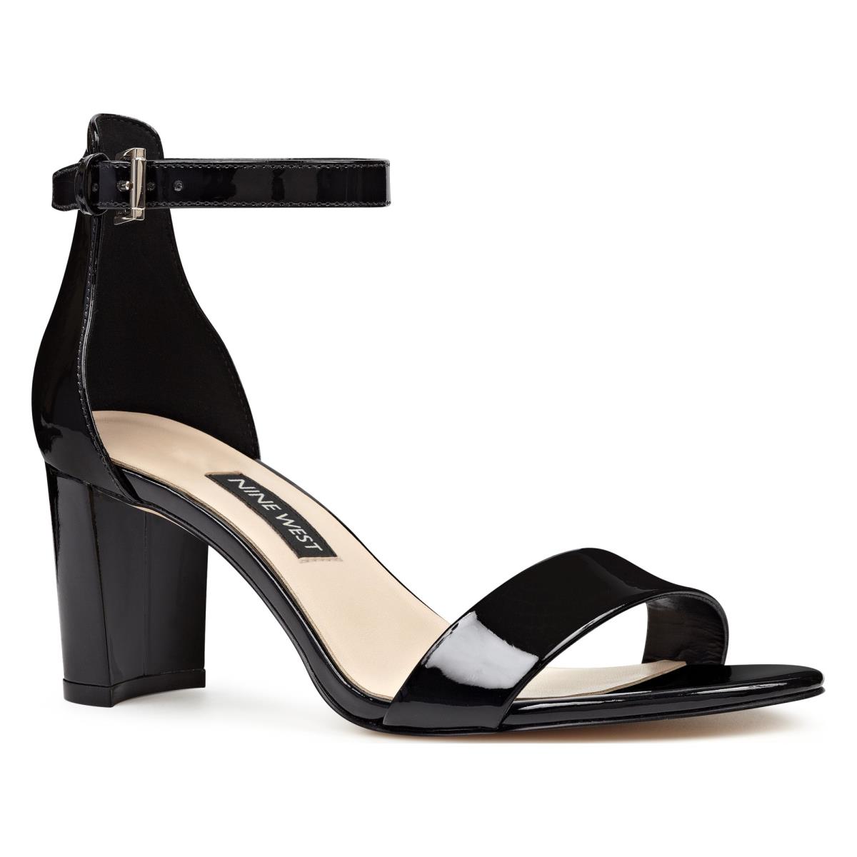 Nine West Pruce Ankle Strap Block Naisten Korkokenkä Sandaalit Mustat | 9268EUOSF