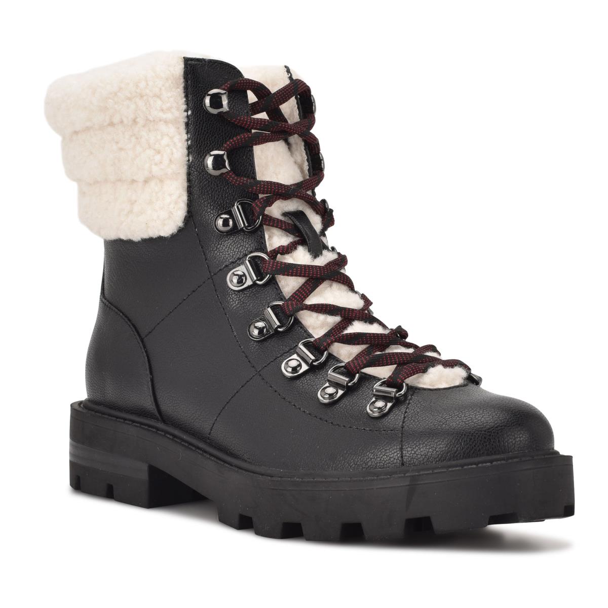 Nine West Rima Combat Lug Sole Naisten Saappaat Mustat | 2950HXIBP