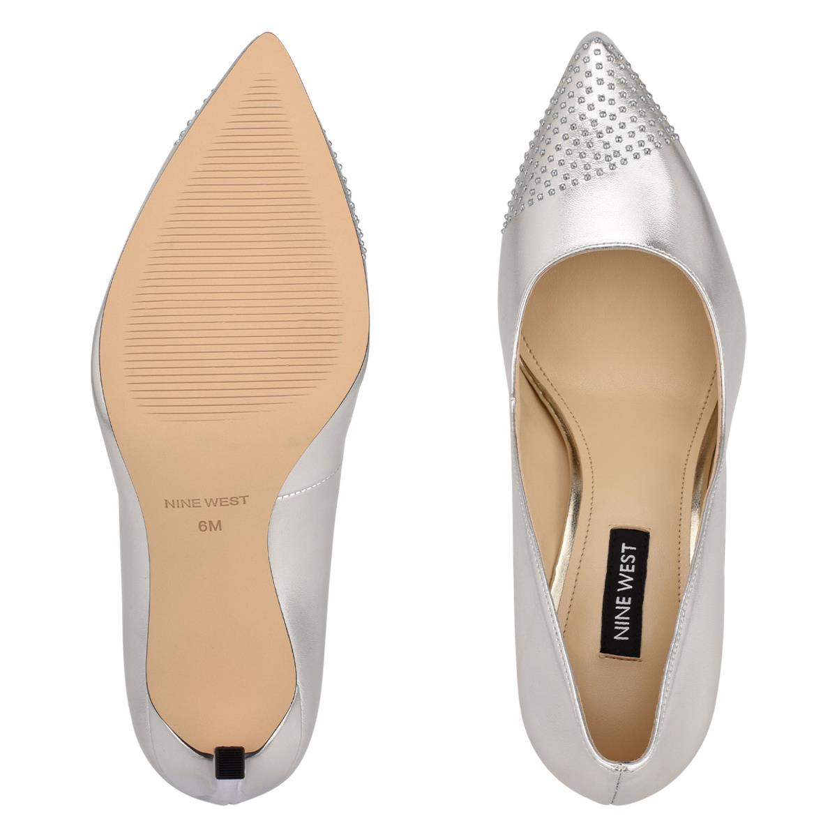 Nine West Tadaa Studded Pointy Varvas Naisten Avokkaat Hopea | 5781EZBFI