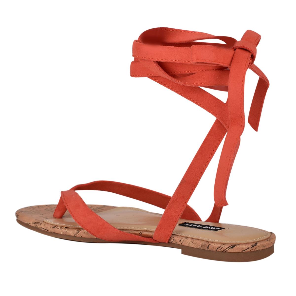 Nine West Tiedup Ankle Wrap Naisten Matalat Sandaalit Punainen | 1470RJLAC