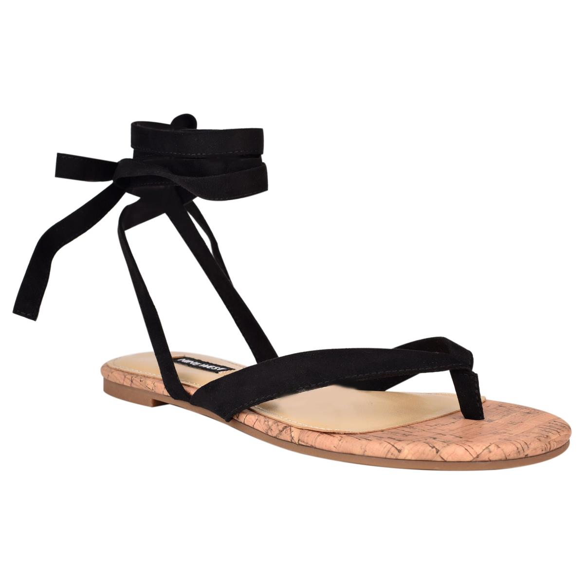 Nine West Tiedup Ankle Wrap Naisten Matalat Sandaalit Mustat | 2746LXRCD