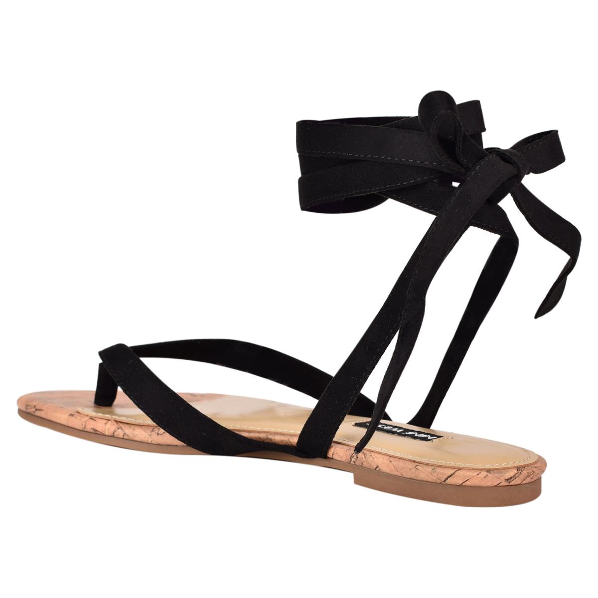 Nine West Tiedup Ankle Wrap Naisten Matalat Sandaalit Mustat | 2746LXRCD