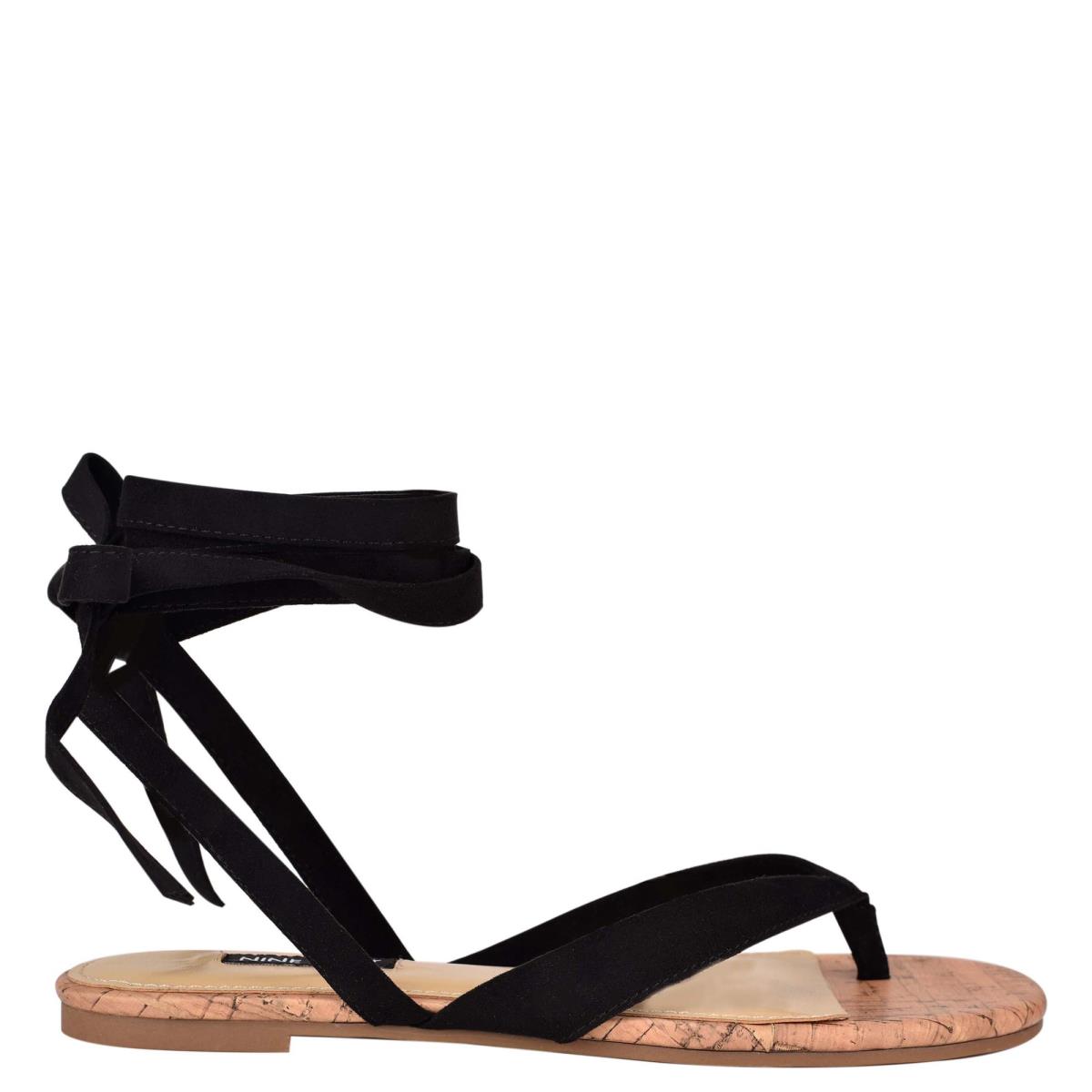 Nine West Tiedup Ankle Wrap Naisten Matalat Sandaalit Mustat | 2746LXRCD