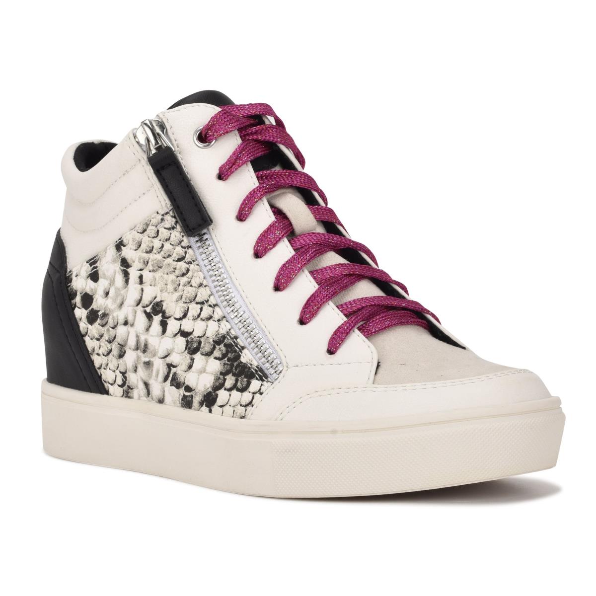 Nine West Tons High Top Hidden Wedge Sneakers Naisten Tennarit Valkoinen Käärmeennahka | 0759CJUVT