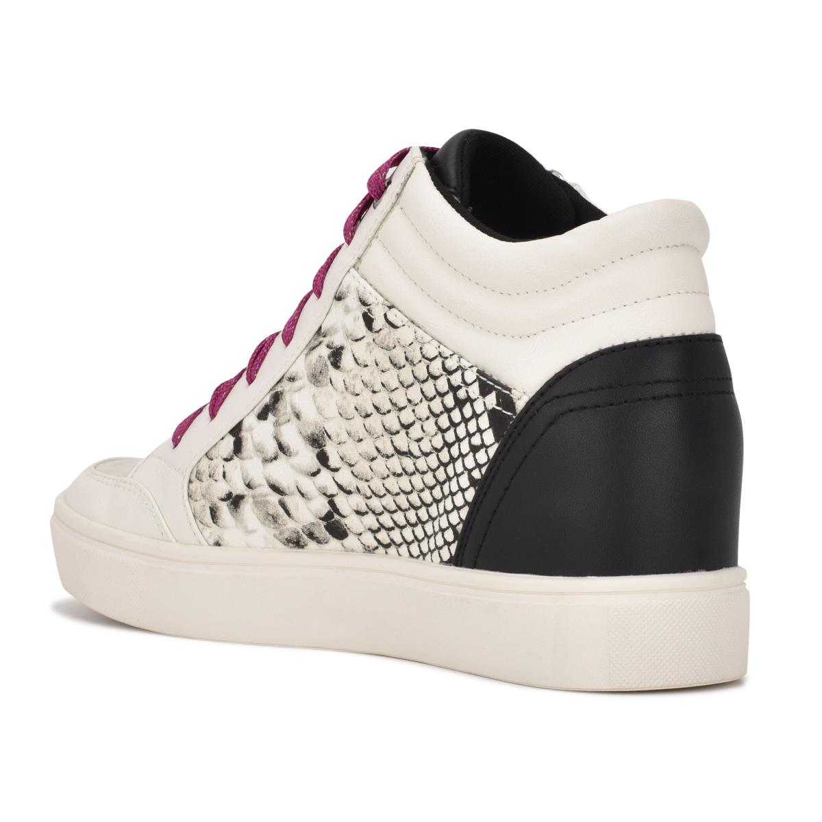 Nine West Tons High Top Hidden Wedge Sneakers Naisten Tennarit Valkoinen Käärmeennahka | 0759CJUVT