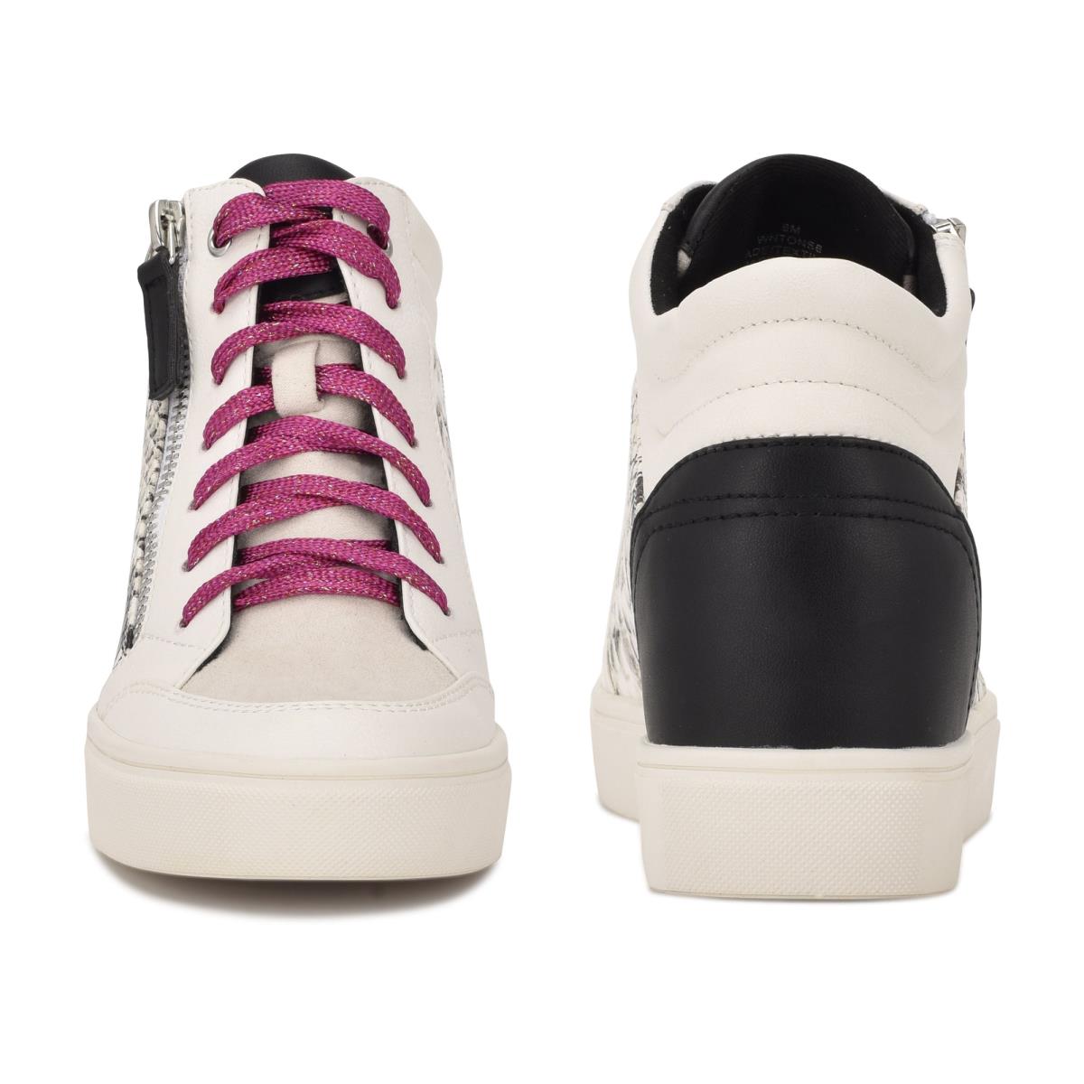 Nine West Tons High Top Hidden Wedge Sneakers Naisten Tennarit Valkoinen Käärmeennahka | 0759CJUVT