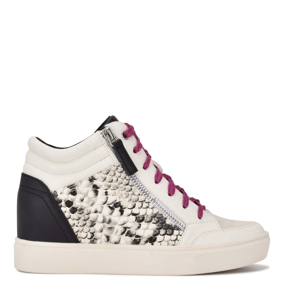 Nine West Tons High Top Hidden Wedge Sneakers Naisten Tennarit Valkoinen Käärmeennahka | 0759CJUVT