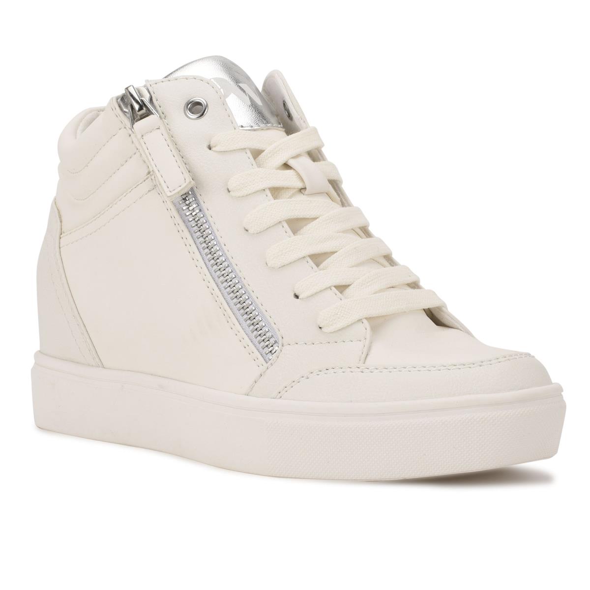 Nine West Tons High Top Hidden Wedge Sneakers Naisten Tennarit Valkoinen Hopea | 2614GKZDR