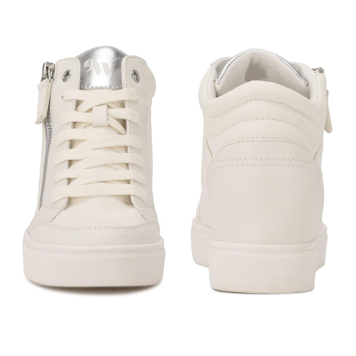 Nine West Tons High Top Hidden Wedge Sneakers Naisten Tennarit Valkoinen Hopea | 2614GKZDR