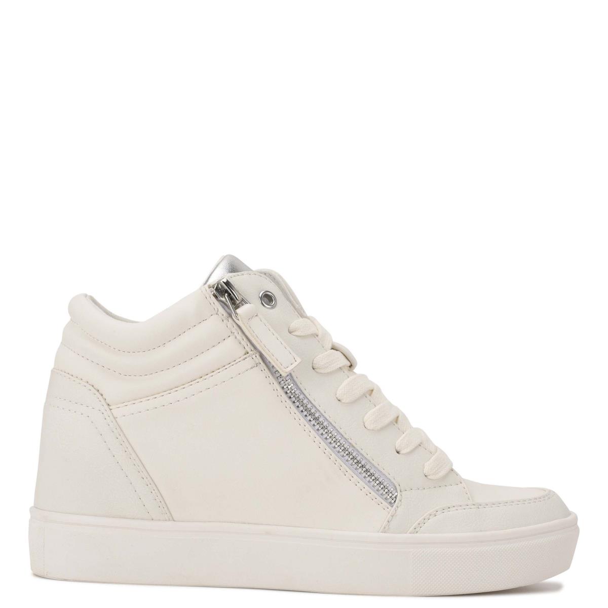 Nine West Tons High Top Hidden Wedge Sneakers Naisten Tennarit Valkoinen Hopea | 2614GKZDR