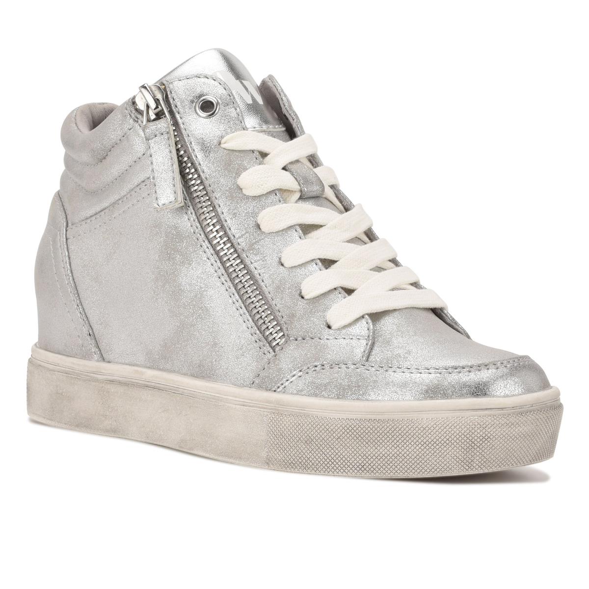 Nine West Tons High Top Hidden Wedge Sneakers Naisten Tennarit Hopea | 8413SPODT