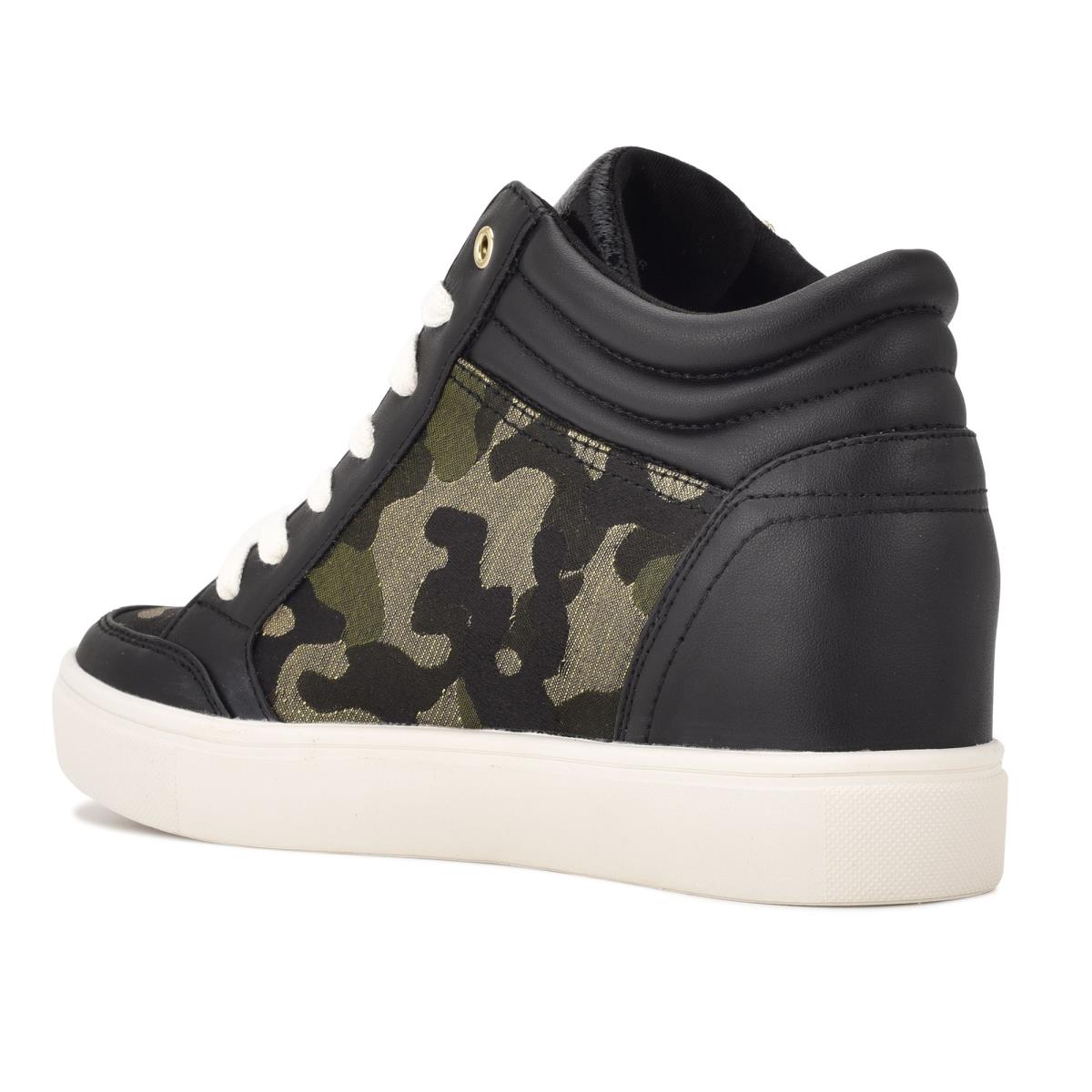 Nine West Tons High Top Hidden Wedge Sneakers Naisten Tennarit Mustat Camo | 9235JQNIZ