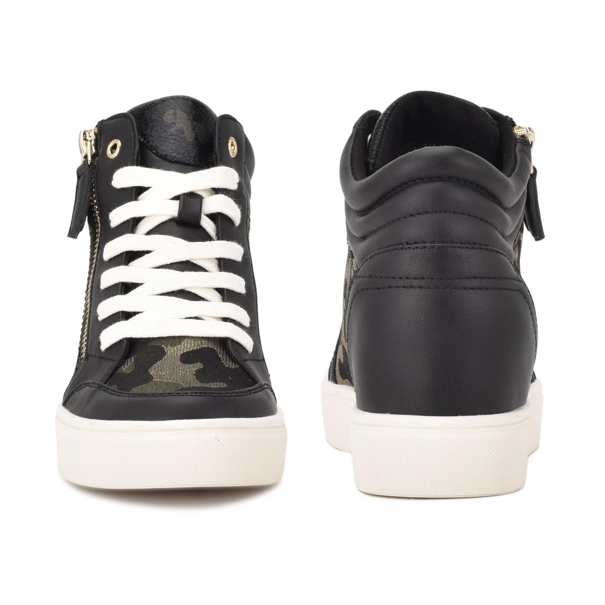 Nine West Tons High Top Hidden Wedge Sneakers Naisten Tennarit Mustat Camo | 9235JQNIZ