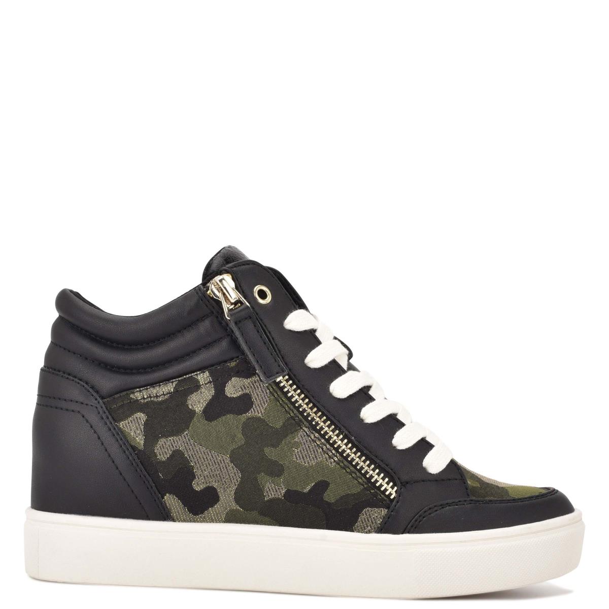 Nine West Tons High Top Hidden Wedge Sneakers Naisten Tennarit Mustat Camo | 9235JQNIZ