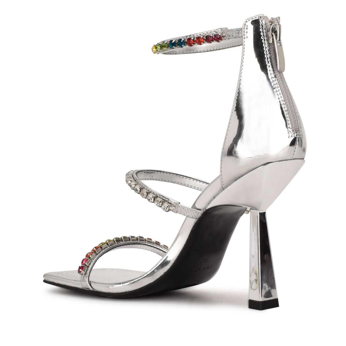 Nine West Vavoom Rhinestone Strappy Naisten Juhlasandaalit Hopea Monivärinen | 3184AUKBV