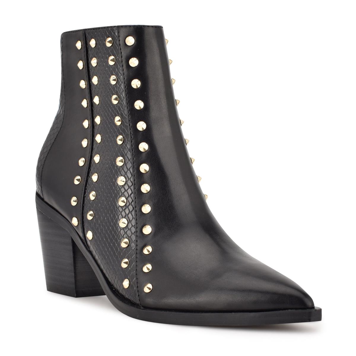 Nine West What Studded Block Heel Naisten Saappaat Mustat | 1452OKVEF