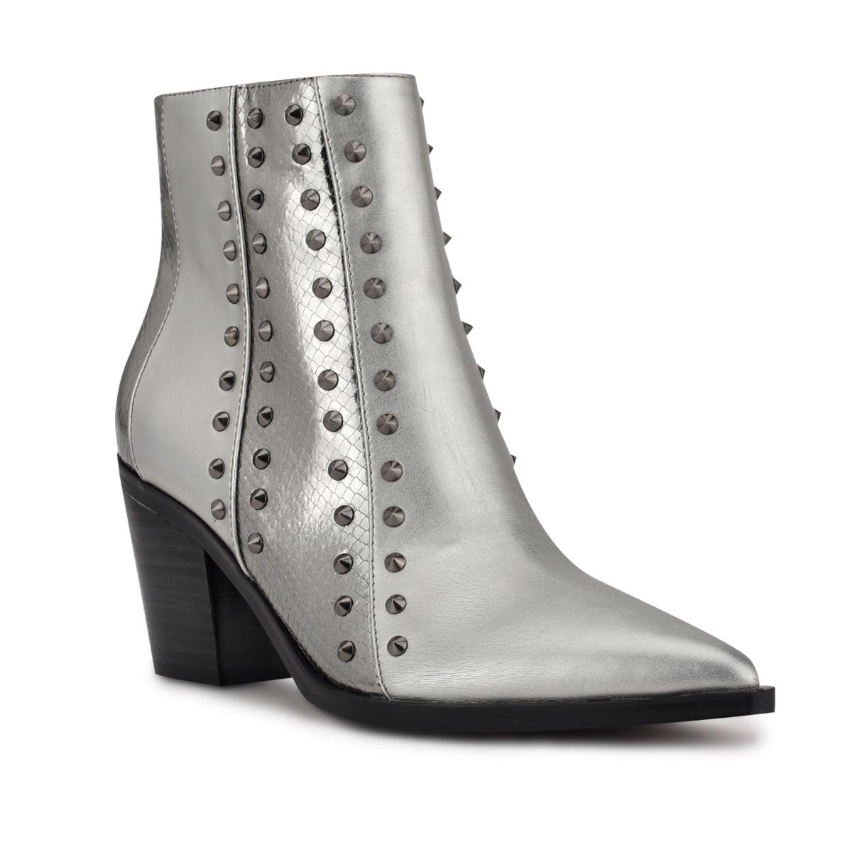 Nine West What Studded Block Heel Naisten Saappaat Sininen Harmaat | 7680RUDFN